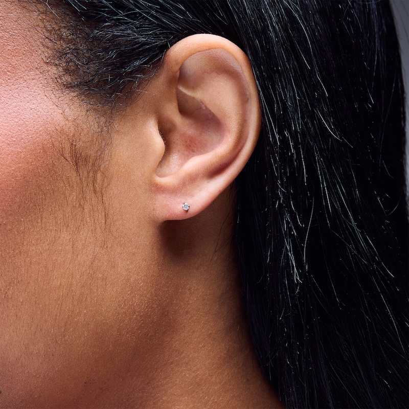Main Image 2 of 2mm Cubic Zirconia Solitaire Stud Piercing Earrings in 14K Solid White Gold