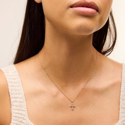 Cubic Zirconia Perfect Cross Charm in 10K Solid Gold