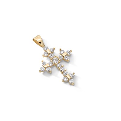 Cubic Zirconia Perfect Cross Charm in 10K Solid Gold