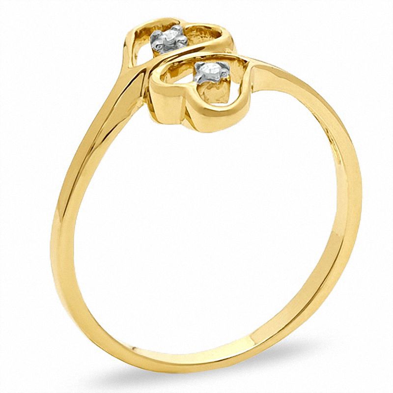 Diamond Accent Bypass Heart Ring in 10K Gold - Size 7