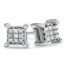 Thumbnail Image 1 of 1/7 CT. T.W. Princess-Cut Diamond Illusion Stud Earrings in 10K White Gold