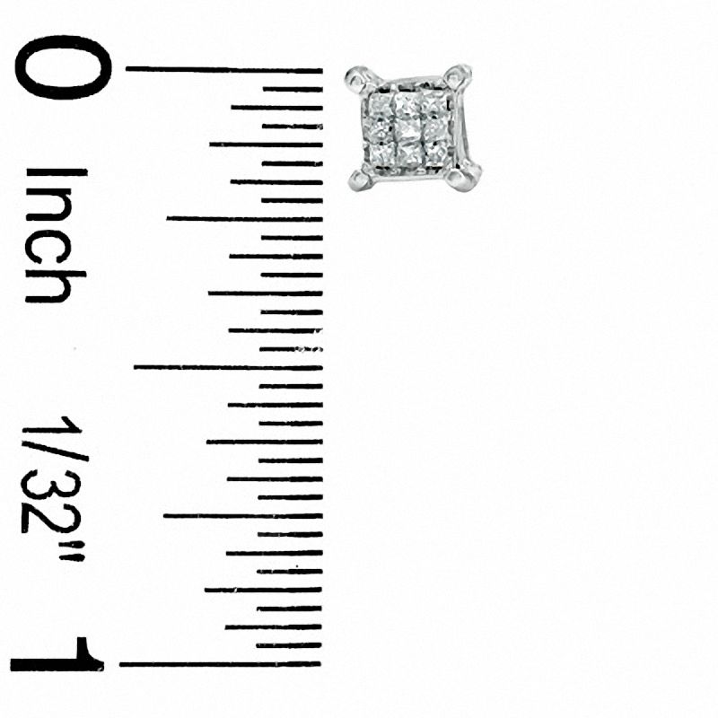 Main Image 2 of 1/7 CT. T.W. Princess-Cut Diamond Illusion Stud Earrings in 10K White Gold