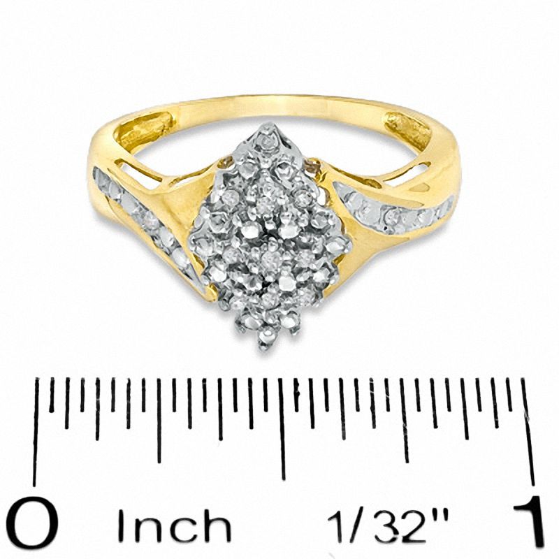 Diamond Accent Marquise Cluster Bypass Ring in 10K Gold - Size 7