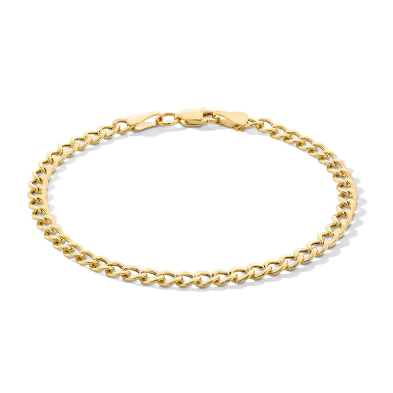 Child's 080 Gauge Hollow Cuban Curb Chain Bracelet in 10K Hollow Gold - 6"