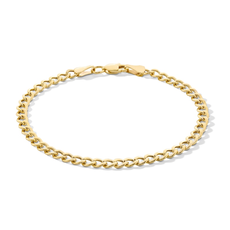 Child's 080 Gauge Hollow Cuban Curb Chain Bracelet in 10K Hollow Gold ...