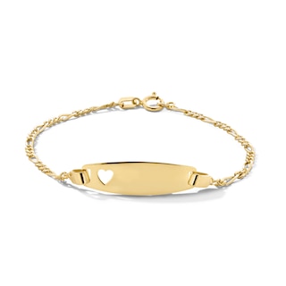 Child's 10K Gold Heart ID Chain Bracelet - 5.5"