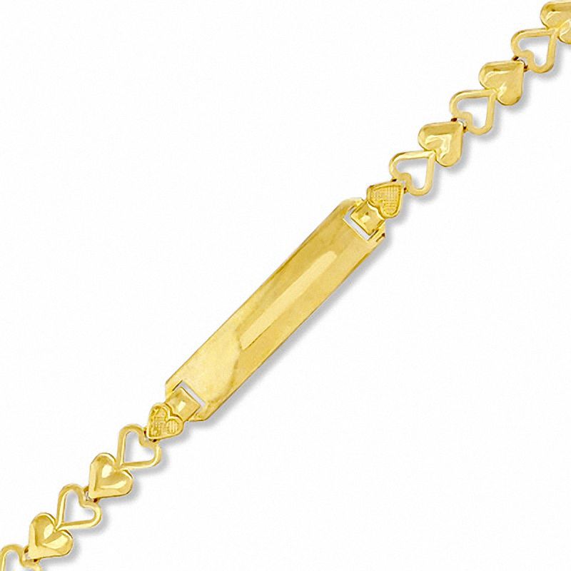 Main Image 1 of Child's 10K Gold Heart Links ID Bracelet - 6"