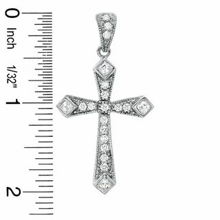 Cubic Zirconia Fancy Cross Charm in Sterling Silver