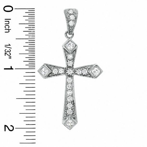 Cubic Zirconia Fancy Cross Charm in Sterling Silver