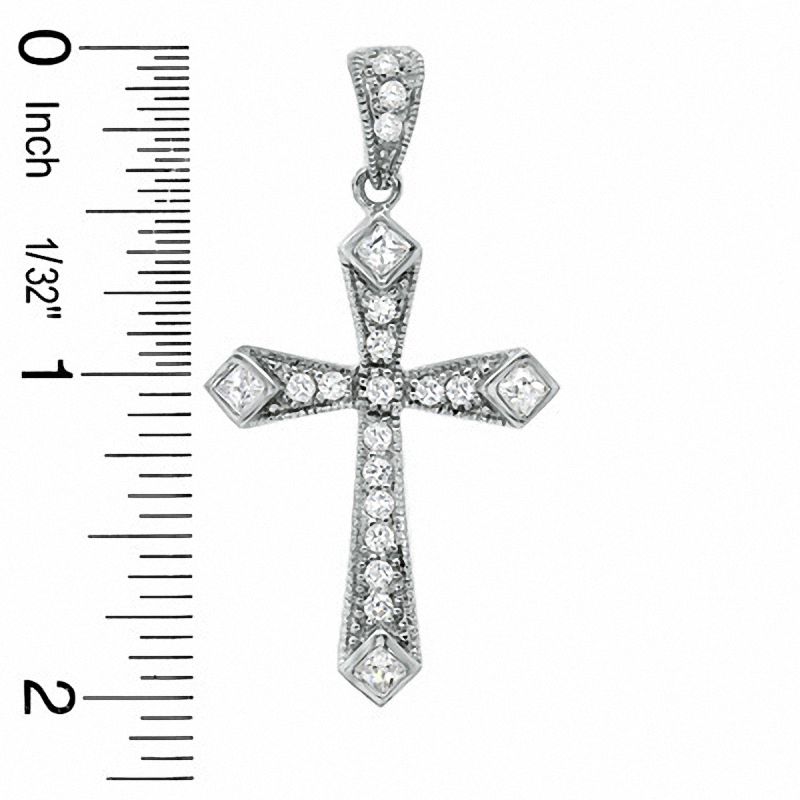Cubic Zirconia Fancy Cross Charm in Sterling Silver