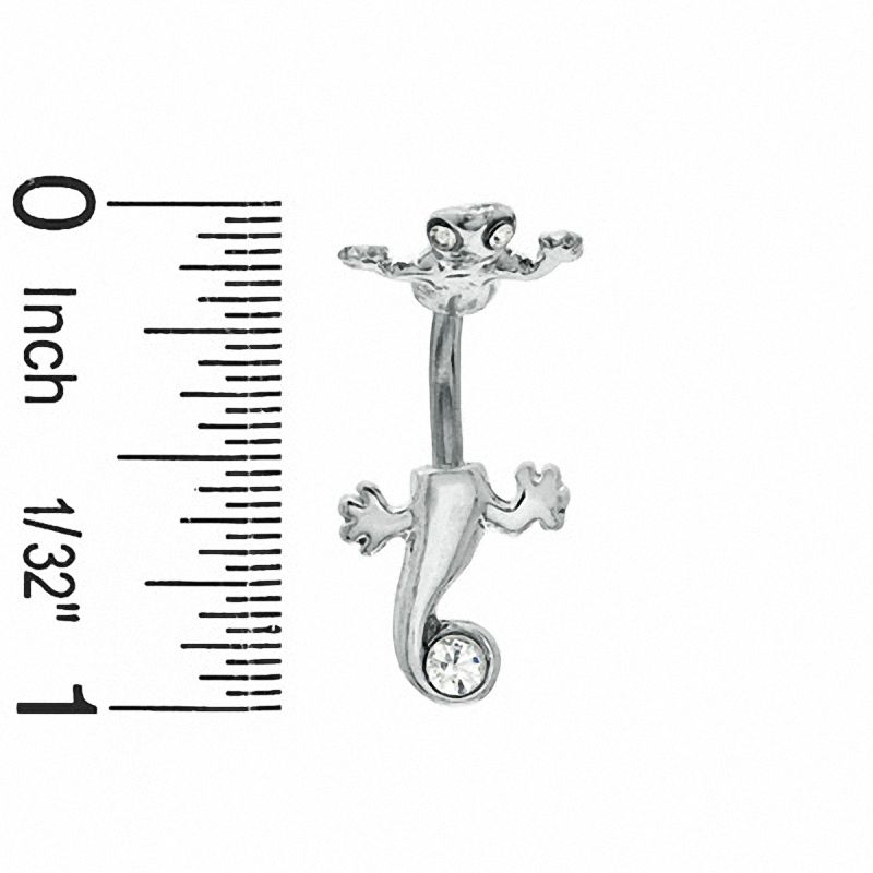 Main Image 2 of 014 Gauge Split Lizard Belly Button Ring with Crystals in Stainless Steel
