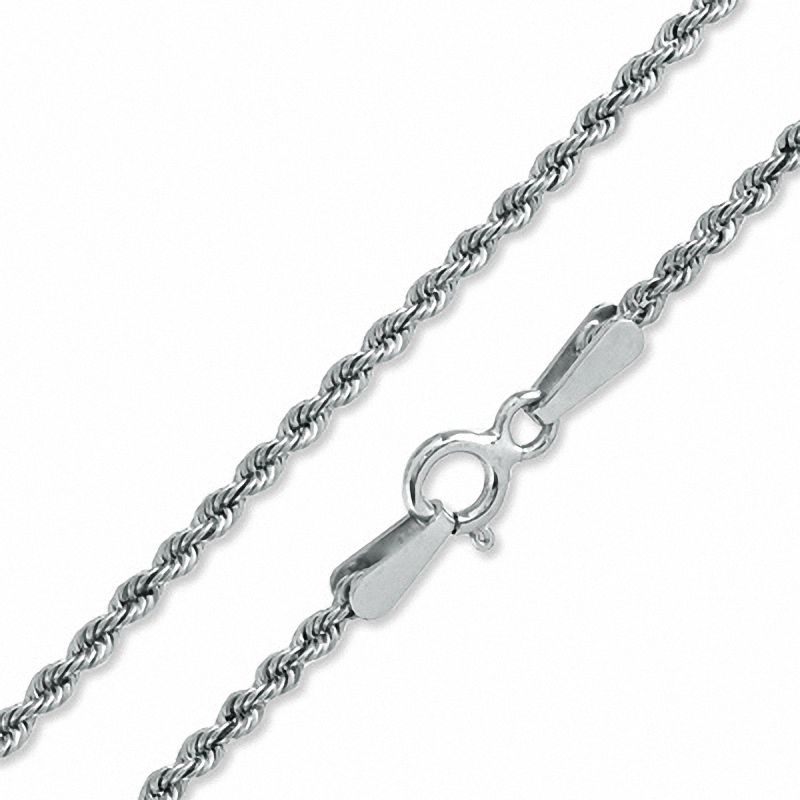 10K White Gold 1.5mm Rope Chain Necklace - 16"