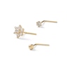 024 Gauge Solitaire and Flower Nose Stud Set with Cubic Zirconia in ...