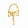 020 Gauge Dangle Dragonfly Nose Ring with Cubic Zirconia in 10K Gold