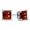 Thumbnail Image 1 of 4mm Princess-Cut Garnet Stud Earrings in 14K White Gold