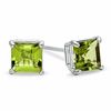 4mm Princess-Cut Peridot Stud Earrings in 10K White Gold