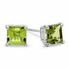 Thumbnail Image 0 of 4mm Princess-Cut Peridot Stud Earrings in 10K White Gold