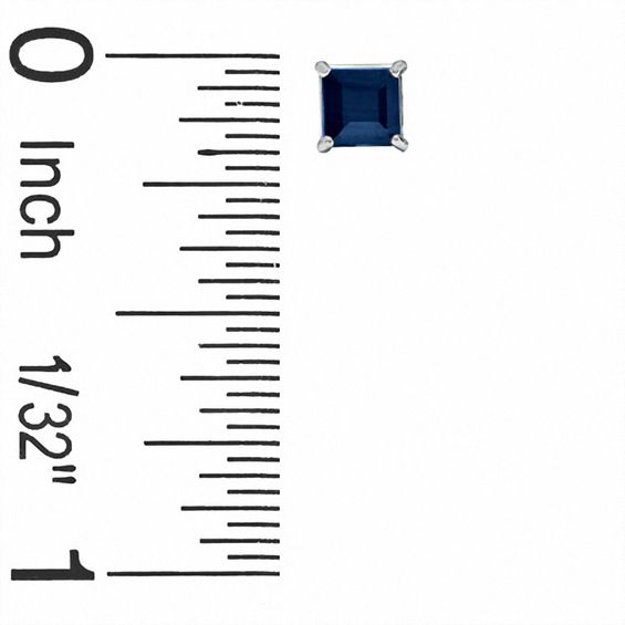 4mm Princess-Cut Blue Sapphire Solitaire Stud Earrings in 14K White Gold