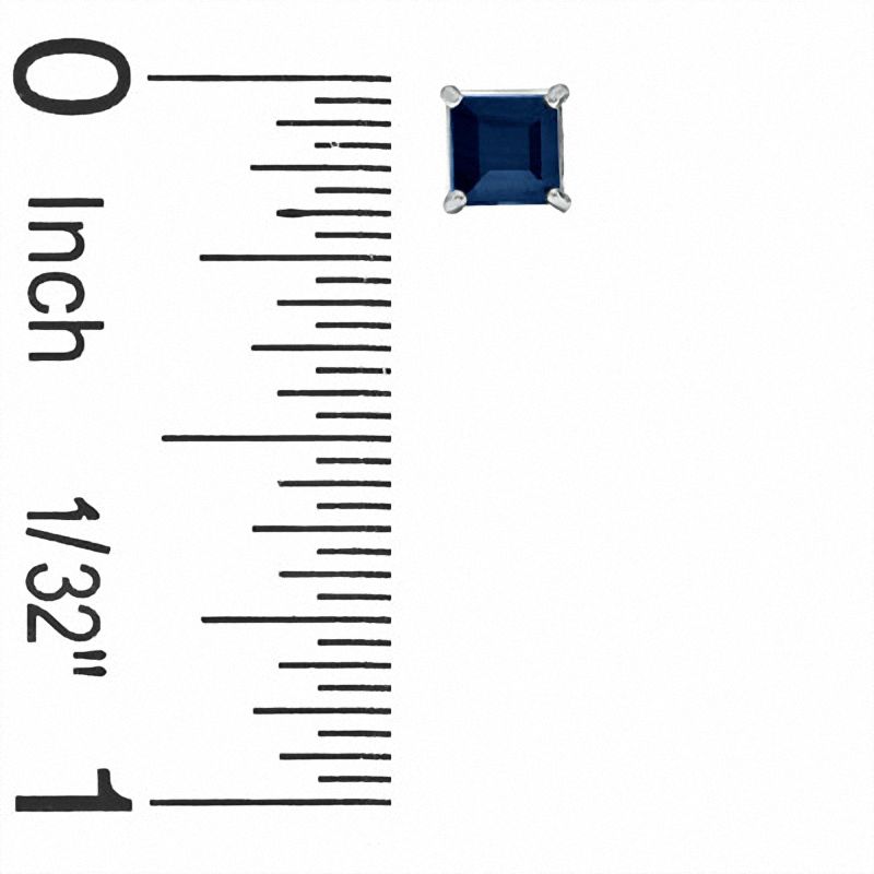 4mm Princess-Cut Blue Sapphire Solitaire Stud Earrings in 14K White Gold