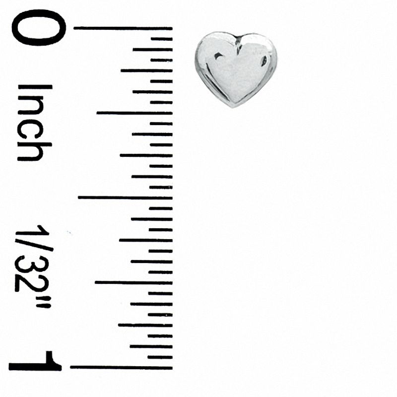 Child's Puffed Heart Stud Earrings in 10K White Gold