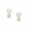 Thumbnail Image 1 of 5mm Freshwater Cultured Pearl Drop Earrings in 10K Gold with CZ