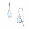 Oval Lab-Created Opal Drop Earrings in 10K White Gold with CZ