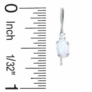 Oval Lab-Created Opal Drop Earrings in 10K White Gold with CZ