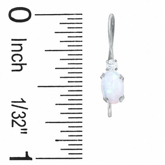 Oval Lab-Created Opal Drop Earrings in 10K White Gold with CZ