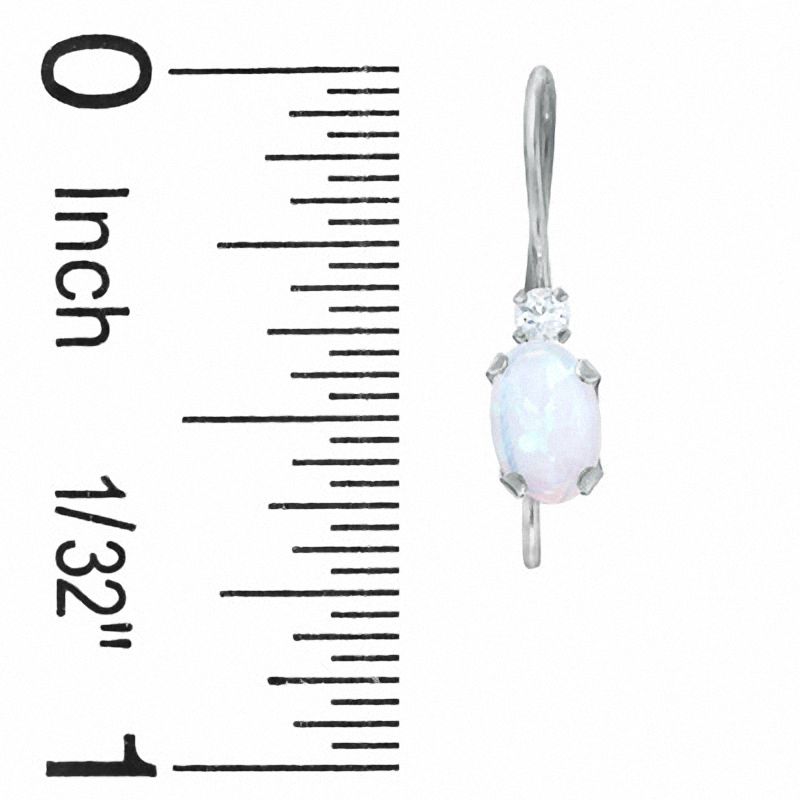 Oval Lab-Created Opal Drop Earrings in 10K White Gold with CZ
