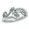 Thumbnail Image 1 of Diamond Accent Abstract Flower Ring in Sterling Silver - Size 7