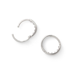 Cubic Zirconia Five Stone Huggie Earrings in 10K White Gold