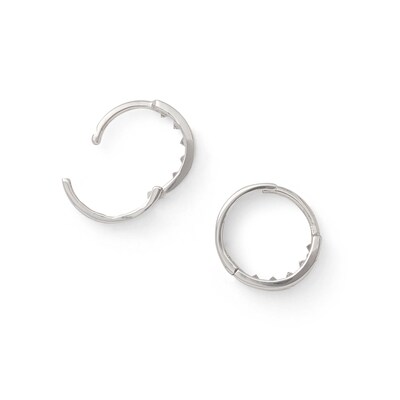 Cubic Zirconia Five Stone Huggie Earrings in 10K White Gold
