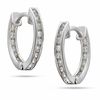 Thumbnail Image 1 of Cubic Zirconia Inside/Out Huggie Earrings in Sterling Silver