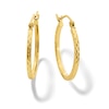 10K Gold 19mm Square Diamond-Cut Hoop Earrings