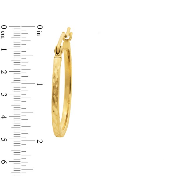 10K Hollow Gold Diamond-Cut Square Textured Hoops