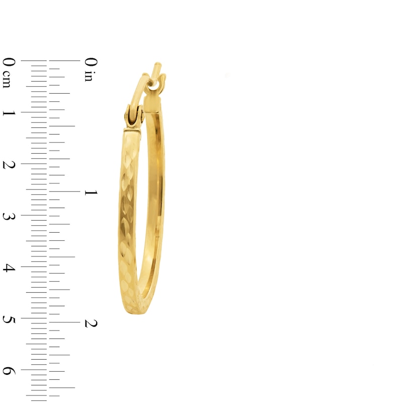 10K Gold 19mm Square Diamond-Cut Hoop Earrings