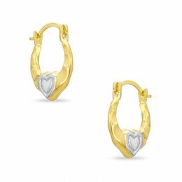 Heart Hoop Earrings in 10K Two-Tone Gold