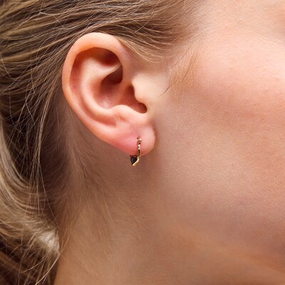 10K Hollow Gold Heart Two-Tone Hoops