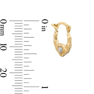 10K Hollow Gold Heart Two-Tone Hoops