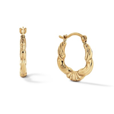 11mm Fan Hoop Earrings in 10K Gold