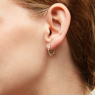 11mm Fan Hoop Earrings in 10K Gold
