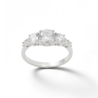 Cubic Zirconia Three Stone Ring in Sterling Silver