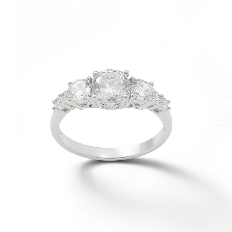 Cubic Zirconia Three Stone Ring in Sterling Silver