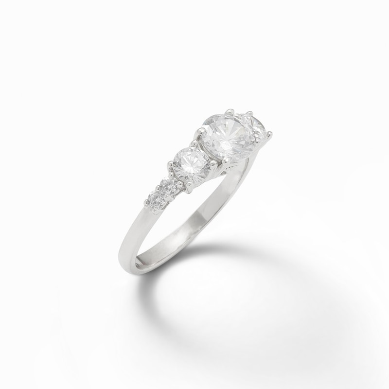 Cubic Zirconia Three Stone Ring in Sterling Silver