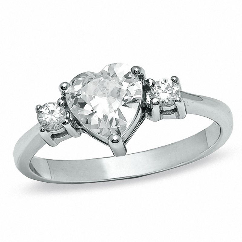 Main Image 1 of 6.5mm Cubic Zirconia Heart Ring in Sterling Silver
