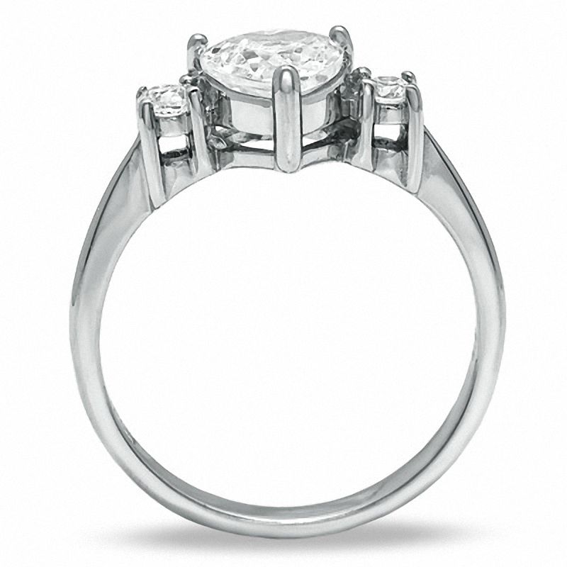Main Image 2 of 6.5mm Cubic Zirconia Heart Ring in Sterling Silver