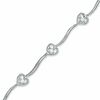 Thumbnail Image 1 of Cubic Zirconia Heart Wave Bracelet in Sterling Silver - 7.25"