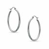 30mm Polished Tube Hoop Earrings in 10K White Gold