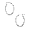 20mm Diamond-Cut Knife Edge Oval Hoop Earrings in 10K White Gold