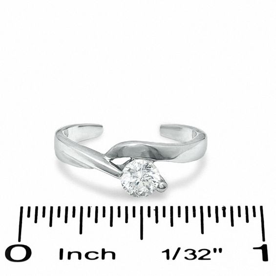 Toe Ring with Cubic Zirconia Solitaire in Sterling Silver